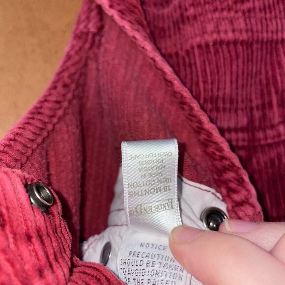 Vintage Lands' End Red Corduroy Overalls With Snaps & Crossback Design 18 Months - Picture 7 of 7